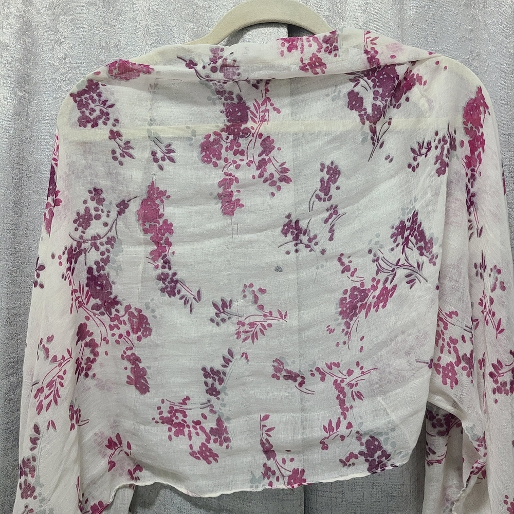 Floral Print Scarf Purple White RN 73277‎